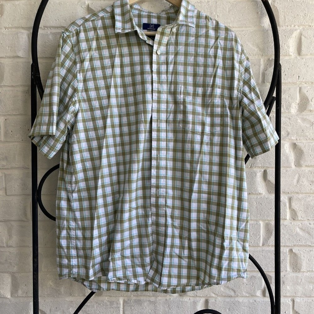 Men’s George Brand Size Large Plaid Collared Button Front Shirt